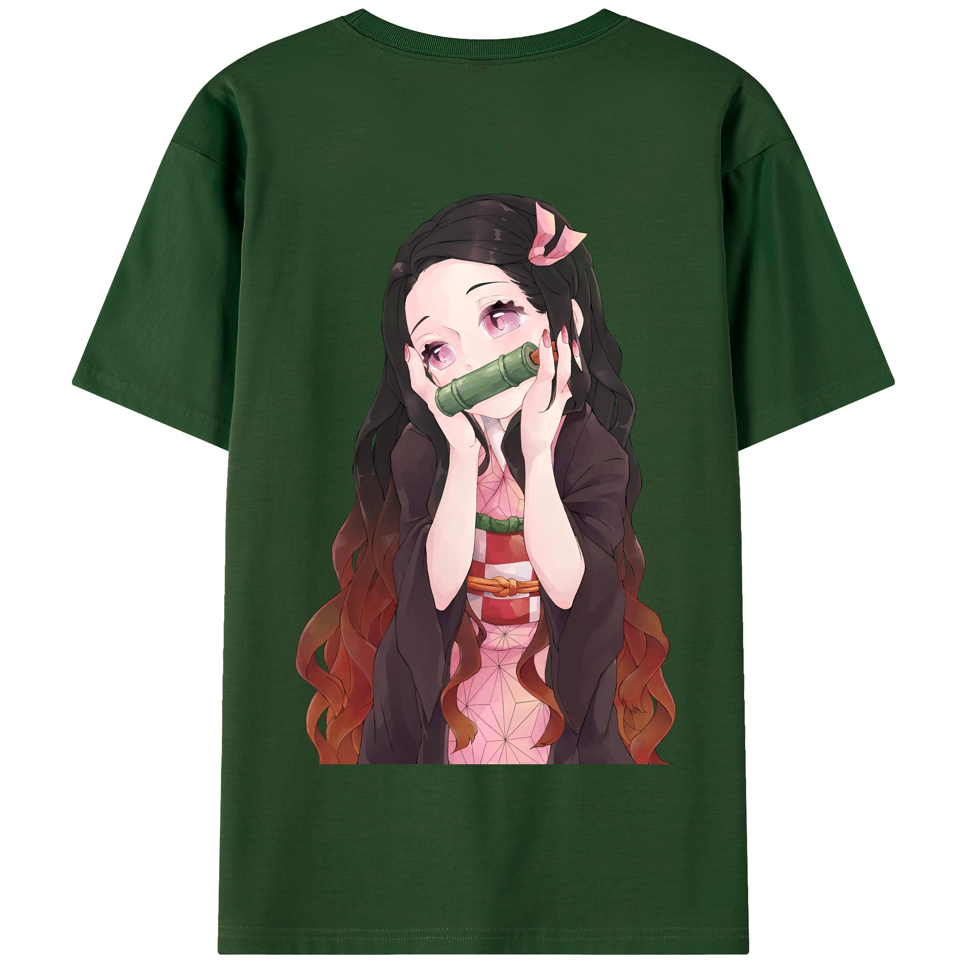 （画像用） 鬼滅の刃（きめつのやいば）竈門 禰󠄀豆子／かまど ねずこ Kamado Nezuko 綿100％半袖Tシャツ（背面プリント）